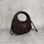 Miu Miu Women Wander Matelassé Nappa Leather Hobo Bag-Briarwood