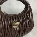 Miu Miu Women Wander Matelassé Nappa Leather Hobo Bag-Briarwood