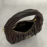 Miu Miu Women Wander Matelassé Nappa Leather Hobo Bag-Briarwood