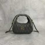 Miu Miu Women Wander matelassé nappa leather bag-Gray/White