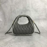 Miu Miu Women Wander matelassé nappa leather bag-Gray/White