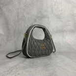 Miu Miu Women Wander matelassé nappa leather bag-Gray/White