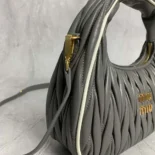 Miu Miu Women Wander matelassé nappa leather bag-Gray/White