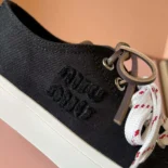 Miu Miu Women Washed Denim Sneakers-Black 5E384ECSLF0002F005
