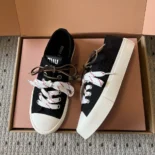 Miu Miu Women Washed Denim Sneakers-Black 5E384ECSLF0002F005