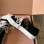 Miu Miu Women Washed Denim Sneakers-Black 5E384ECSLF0002F005