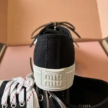 Miu Miu Women Washed Denim Sneakers-Black 5E384ECSLF0002F005