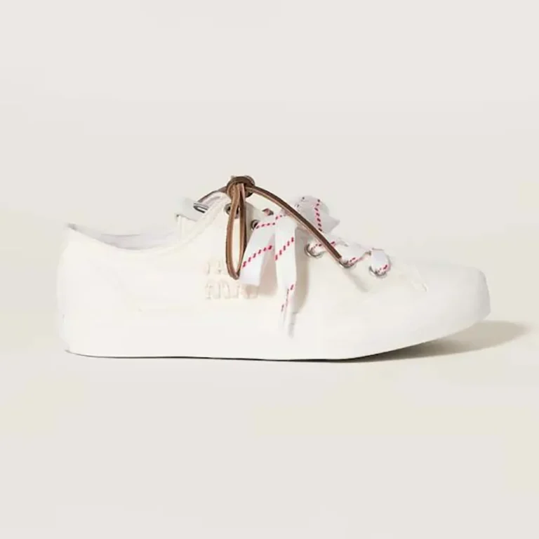 Miu Miu Women Washed Denim Sneakers-White 5E384ECSLF0304F005