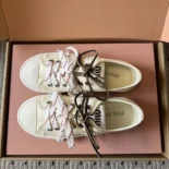 Miu Miu Women Washed Denim Sneakers-White 5E384ECSLF0304F005