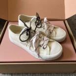Miu Miu Women Washed Denim Sneakers-White 5E384ECSLF0304F005