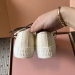 Miu Miu Women Washed Denim Sneakers-White 5E384ECSLF0304F005