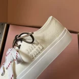 Miu Miu Women Washed Denim Sneakers-White 5E384ECSLF0304F005