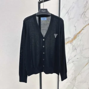 Prada Men Cashmere Cardigan-Black P25L87102T