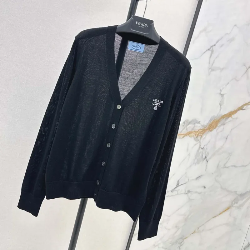 Prada Men Cashmere Cardigan-Black P25L87102T