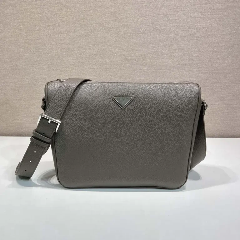 Prada Unisex Medium Leather Shoulder Bag-Gray 2VH182