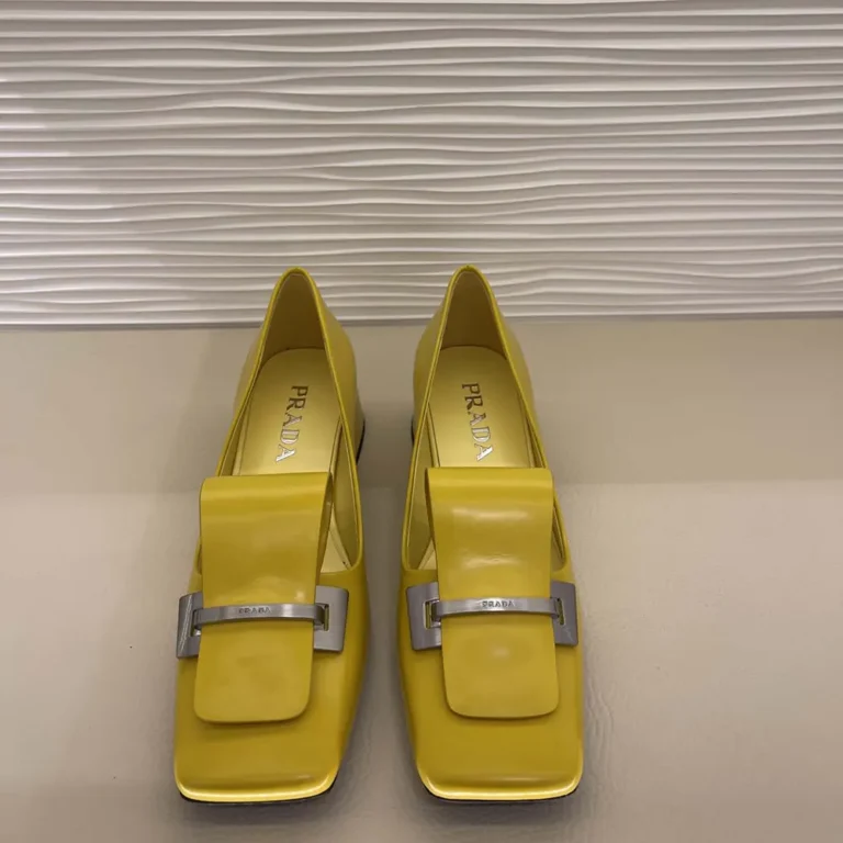 Prada Women Brushed Leather Pumps-Yellow 1I963N055F0377FD035