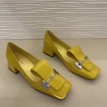 Prada Women Brushed Leather Pumps-Yellow 1I963N055F0377FD035