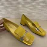 Prada Women Brushed Leather Pumps-Yellow 1I963N055F0377FD035