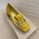 Prada Women Brushed Leather Pumps-Yellow 1I963N055F0377FD035
