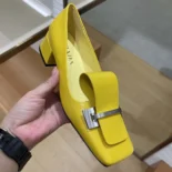 Prada Women Brushed Leather Pumps-Yellow 1I963N055F0377FD035