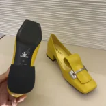 Prada Women Brushed Leather Pumps-Yellow 1I963N055F0377FD035