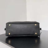 Prada Women Carrie Bowling Bag Small in Black Calfskin