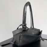 Prada Women Carrie Bowling Bag Small in Black Calfskin