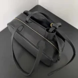 Prada Women Carrie Bowling Bag Small in Black Calfskin