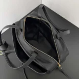 Prada Women Carrie Bowling Bag Small in Black Calfskin