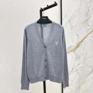 Prada Women Cashmere Cardigan-Gray P25L87102T