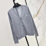 Prada Women Cashmere Cardigan-Gray P25L87102T