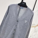 Prada Women Cashmere Cardigan-Gray P25L87102T