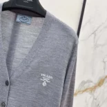 Prada Women Cashmere Cardigan-Gray P25L87102T
