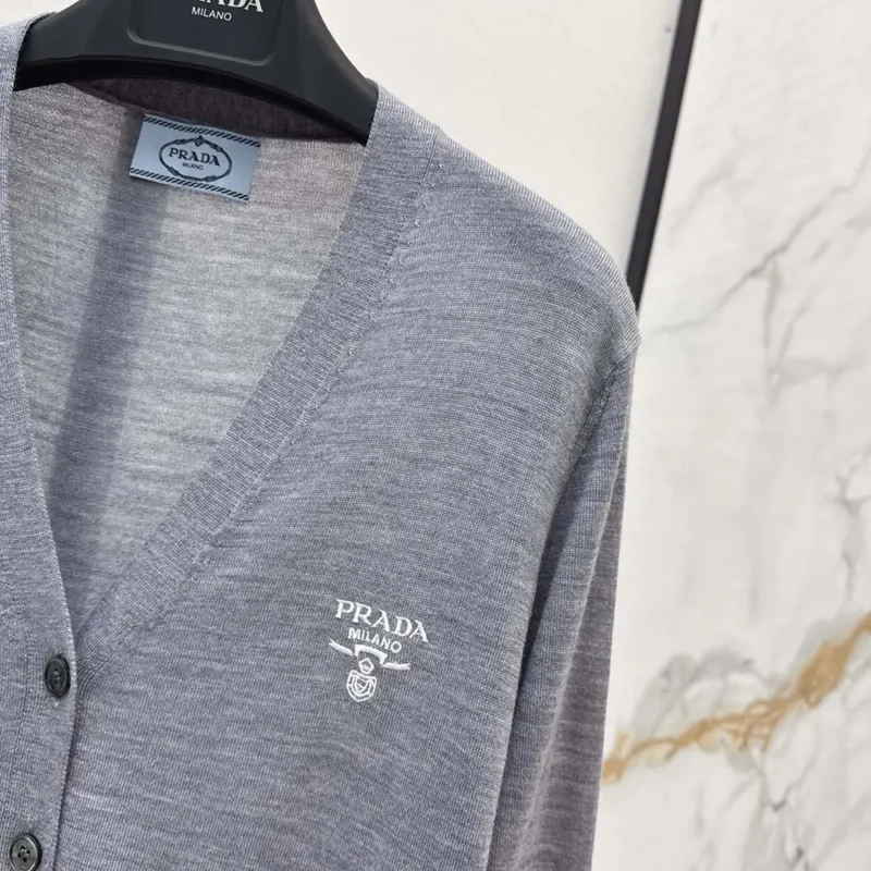 Prada Women Cashmere Cardigan-Gray P25L87102T