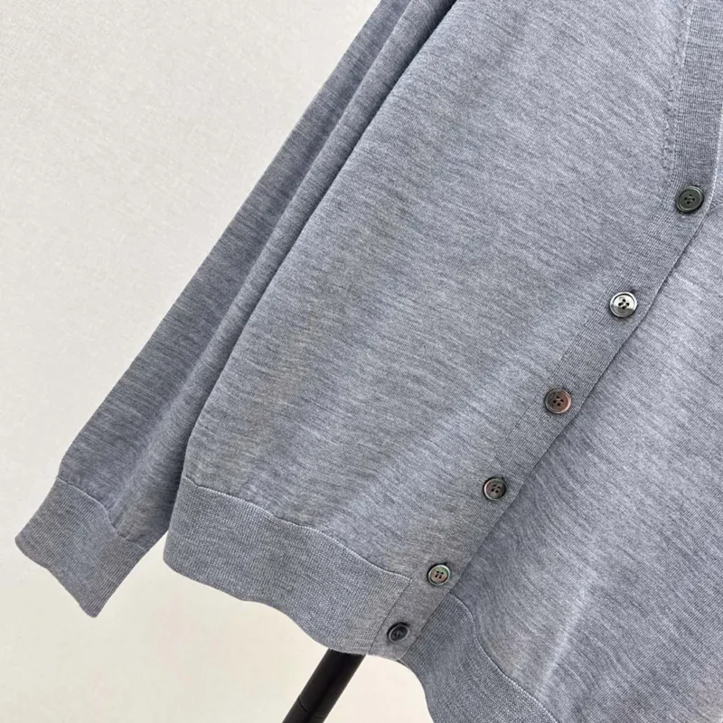 Prada Women Cashmere Cardigan-Gray P25L87102T