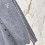 Prada Women Cashmere Cardigan-Gray P25L87102T