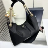 Prada Women Mariner Large Re-Nylon Shoulder Bag-Black 1BC244