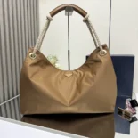 Prada Women Mariner Large Re-Nylon Shoulder Bag-Brown 1BC244