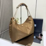 Prada Women Mariner Large Re-Nylon Shoulder Bag-Brown 1BC244