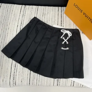 Prada Women Pleated Stretch Drill Miniskirt P104W