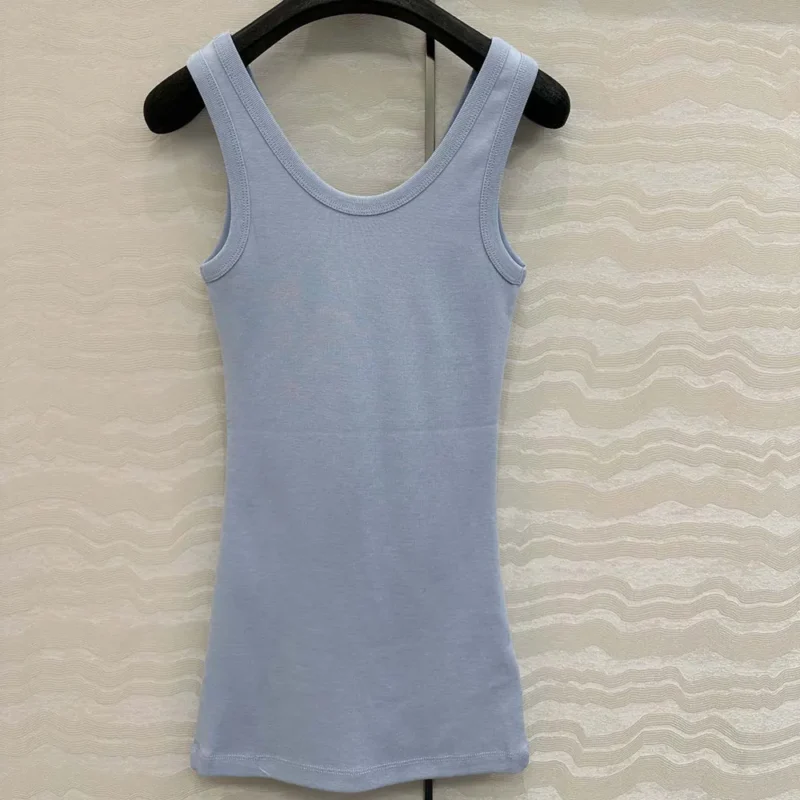 Prada Women Ribbed Knit Top-Blue 39576L14L0