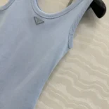 Prada Women Ribbed Knit Top-Blue 39576L14L0