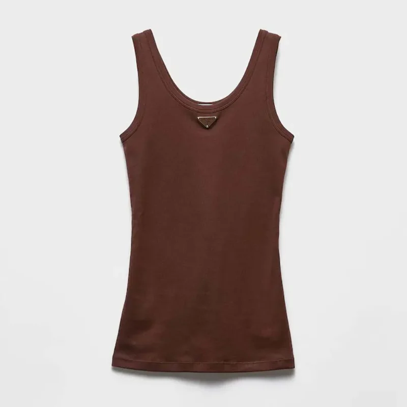 Prada Women Ribbed Knit Top-Cocoa Brown 39576L14L0