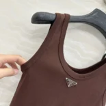 Prada Women Ribbed Knit Top-Cocoa Brown 39576L14L0
