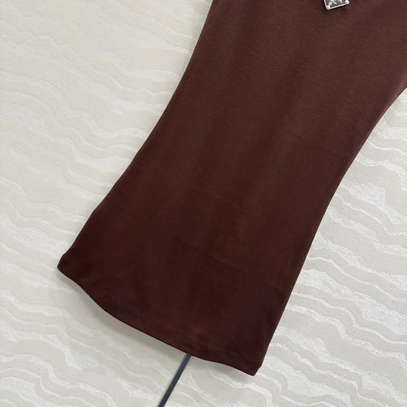 Prada Women Ribbed Knit Top-Cocoa Brown 39576L14L0
