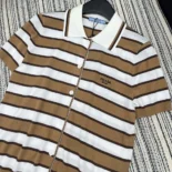 Prada Women Short-sleeved Striped Cotton Cardigan-White