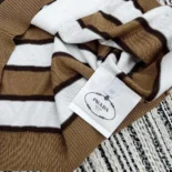 Prada Women Short-sleeved Striped Cotton Cardigan-White