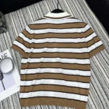 Prada Women Short-sleeved Striped Cotton Cardigan-White