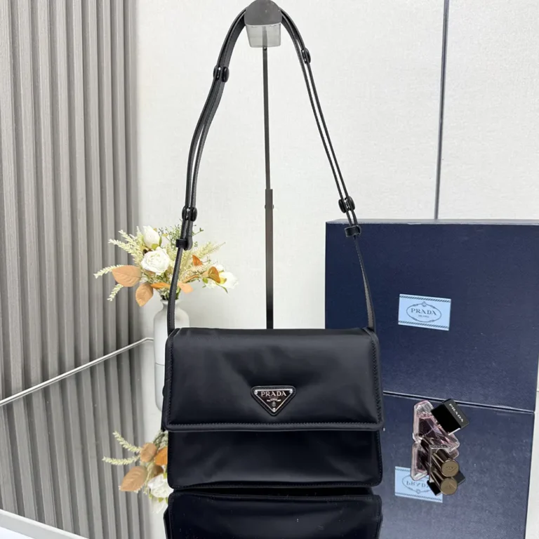 Prada Women Small Padded Re-Nylon Shoulder Bag-Black