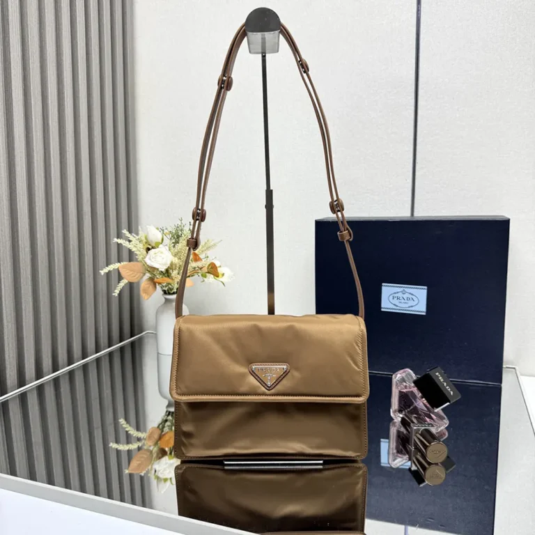 Prada Women Small Padded Re-Nylon Shoulder Bag-Brown